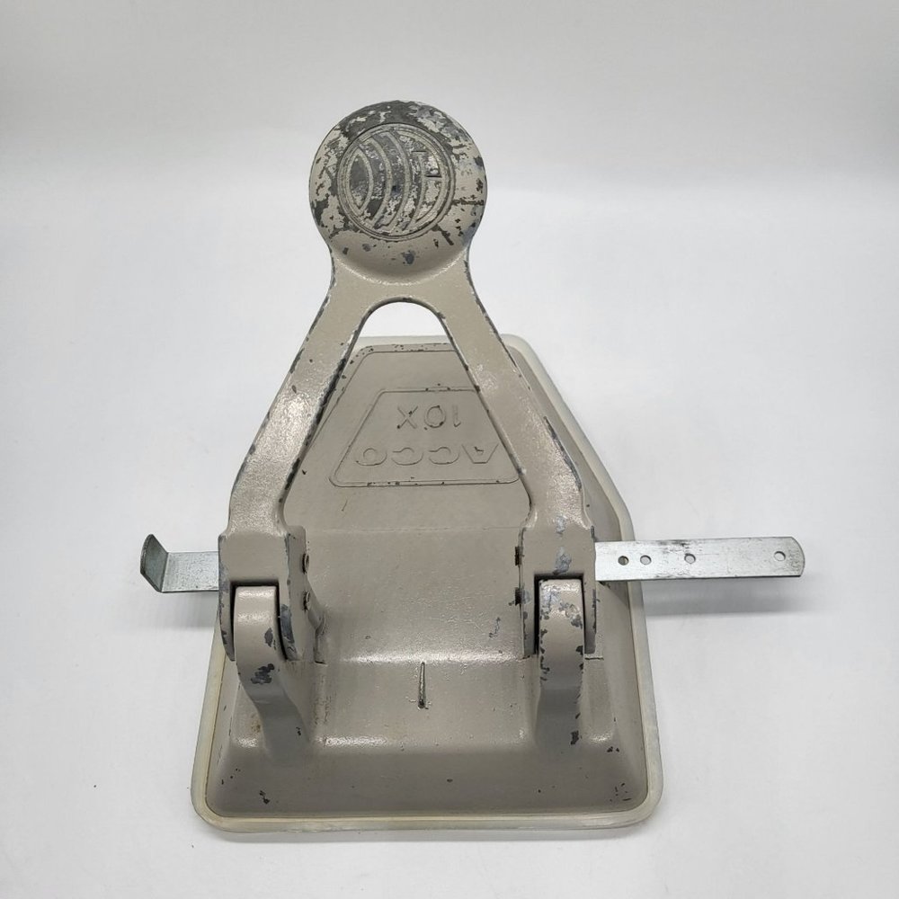 Acco 10x Heavy 2 Hole Metal Paper Punch With Guide Tan Made in USA